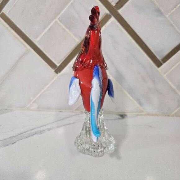 Handmade Murano Glass Rooster Figurine 7.5" Multicolor Art Piece By PMG Vetreria - Picture 4 of 15